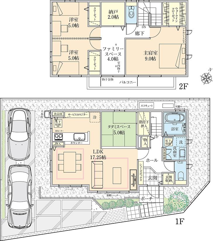 Floor plan.  [No. 15 place] So we have drawn on the basis of the Plan view] drawings, Plan and the outer structure ・ Planting, etc., It may actually differ slightly from.  Also, car ・ furniture ・ Consumer electronics ・ Fixtures, etc. are not included in the price.