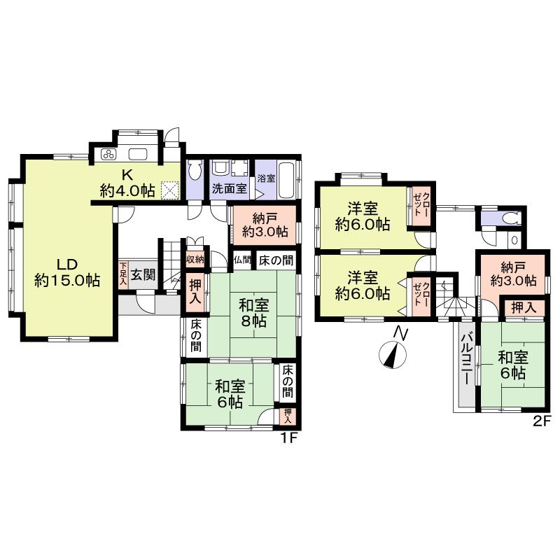 Floor plan. 29,800,000 yen, 5LDK + S (storeroom), Land area 192.86 sq m , Building area 142.41 sq m