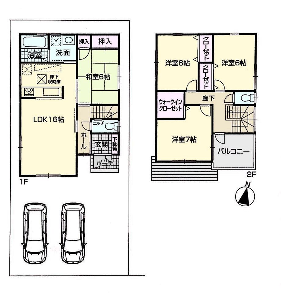 Floor plan. 27,800,000 yen, 4LDK, Land area 124.27 sq m , Building area 99.22 sq m parking two Allowed!