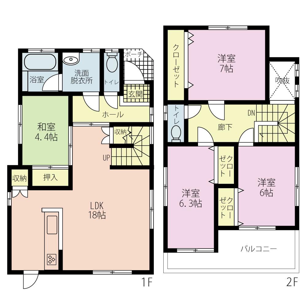 Floor plan. 28.8 million yen, 4LDK, Land area 101.87 sq m , Building area 108.07 sq m