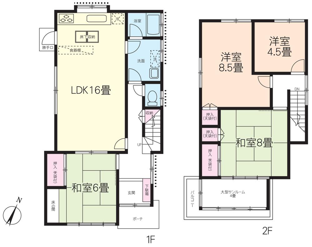 Floor plan. 12.8 million yen, 4LDK, Land area 102.89 sq m , Building area 101.02 sq m