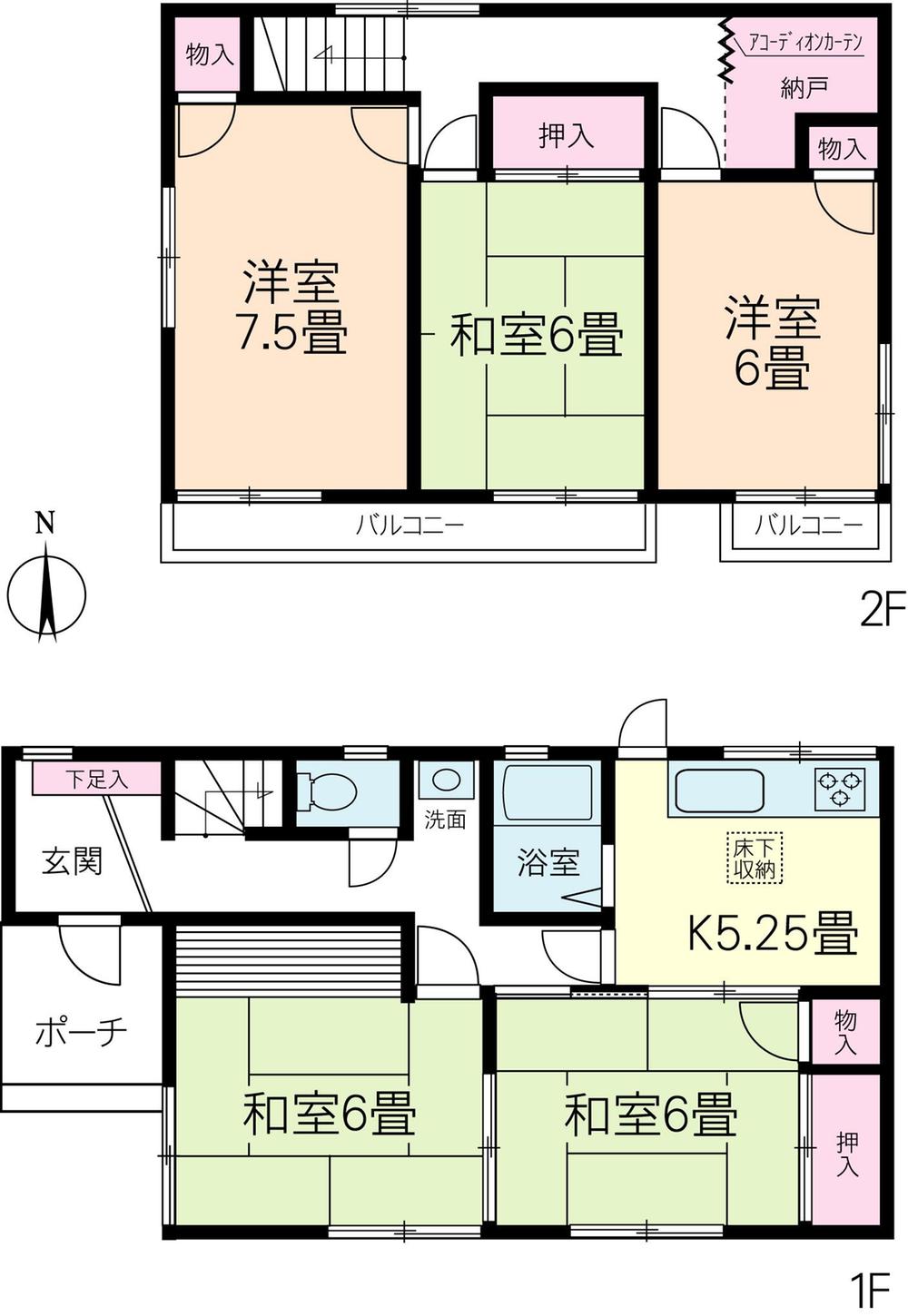 Floor plan. 9.8 million yen, 5K, Land area 105.78 sq m , Building area 92.73 sq m
