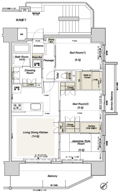 Floor: 3LDK, occupied area: 74.22 sq m