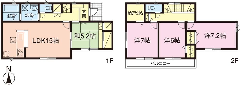 Floor plan. (Building 2), Price 29,800,000 yen, 4LDK+S, Land area 112.33 sq m , Building area 97.19 sq m