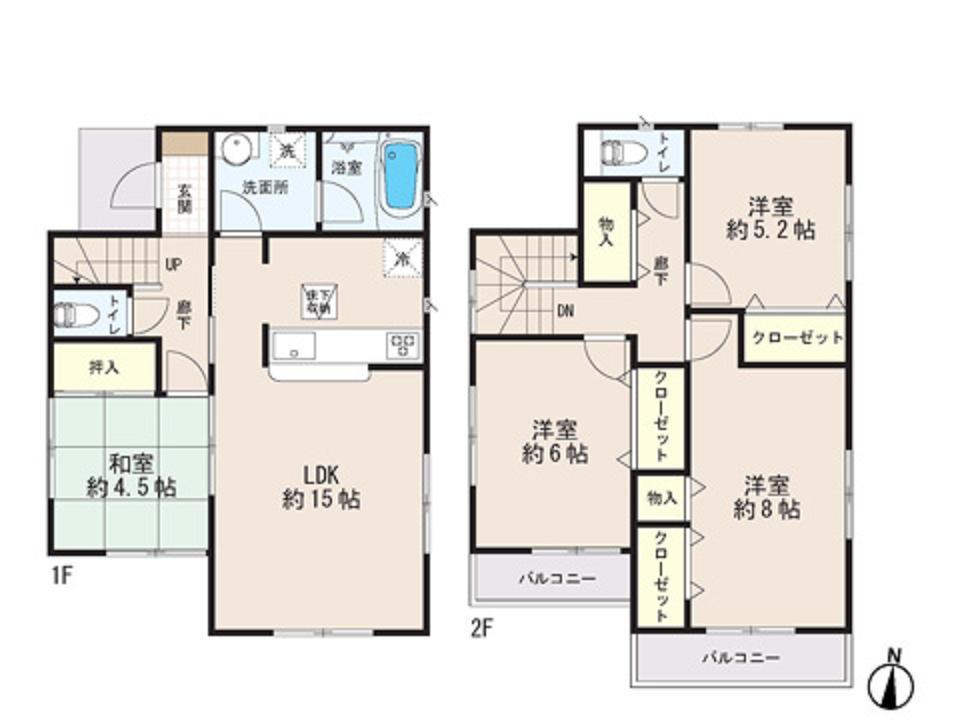 Floor plan. 23.8 million yen, 4LDK, Land area 126.43 sq m , Building area 93.15 sq m
