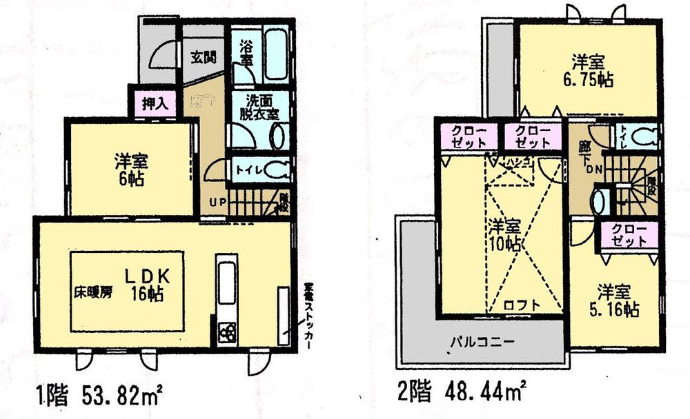 Floor plan. (4 Building), Price 34,800,000 yen, 4LDK, Land area 114.09 sq m , Building area 102.26 sq m