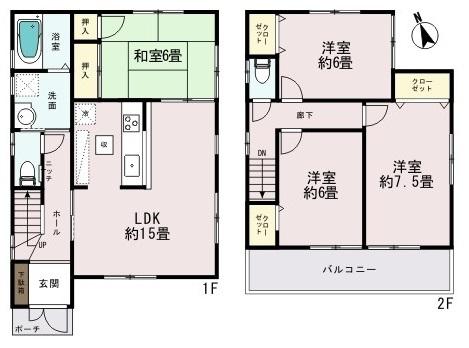 Floor plan. (Building 2), Price 26,800,000 yen, 4LDK, Land area 110.8 sq m , Building area 94.77 sq m
