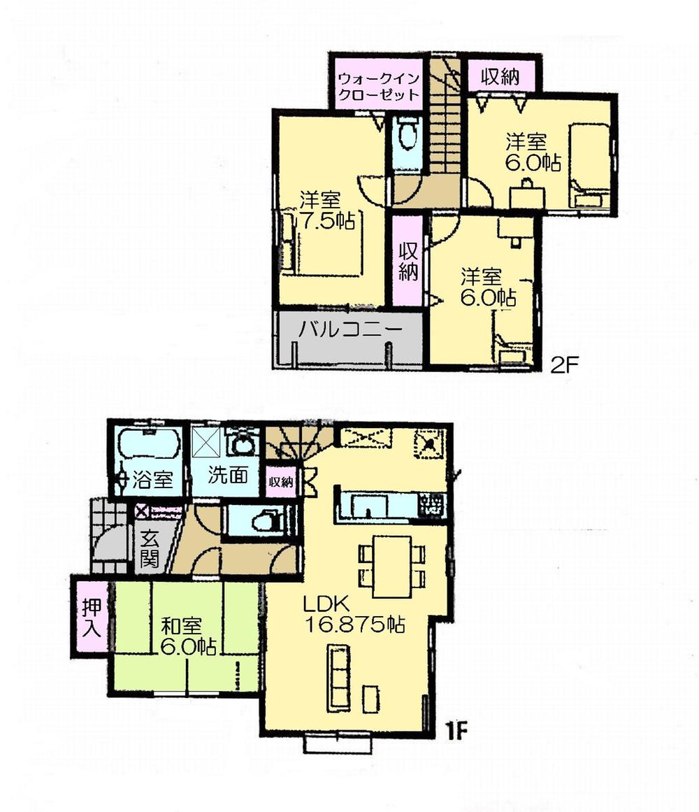 Floor plan. 33,200,000 yen, 4LDK, Land area 130.39 sq m , Building area 100.4 sq m Zenshitsuminami direction