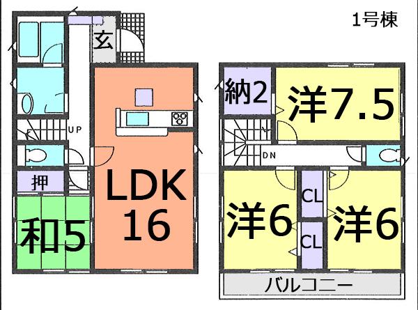 Floor plan. (1 Building), Price 26,800,000 yen, 4LDK+S, Land area 115.73 sq m , Building area 96.39 sq m