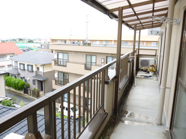 Balcony. South toward wide design balcony