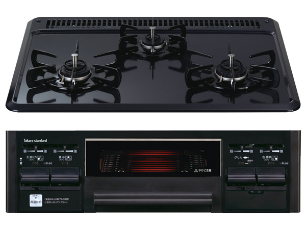 Kitchen.  [3-neck built-in stove] 3-neck each of the stove with a temperature sensor. Enameled steel top, Also easy just to clean wipe quickly after cooking. (Same specifications)