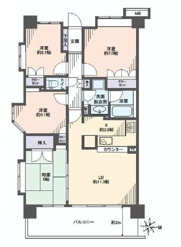 Floor plan. 4LDK, Price 20.8 million yen, Occupied area 81.12 sq m , Balcony area 14 sq m