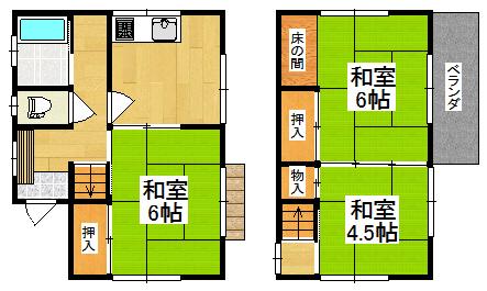 Floor plan. 5.8 million yen, 3DK, Land area 66.06 sq m , Building area 52.46 sq m