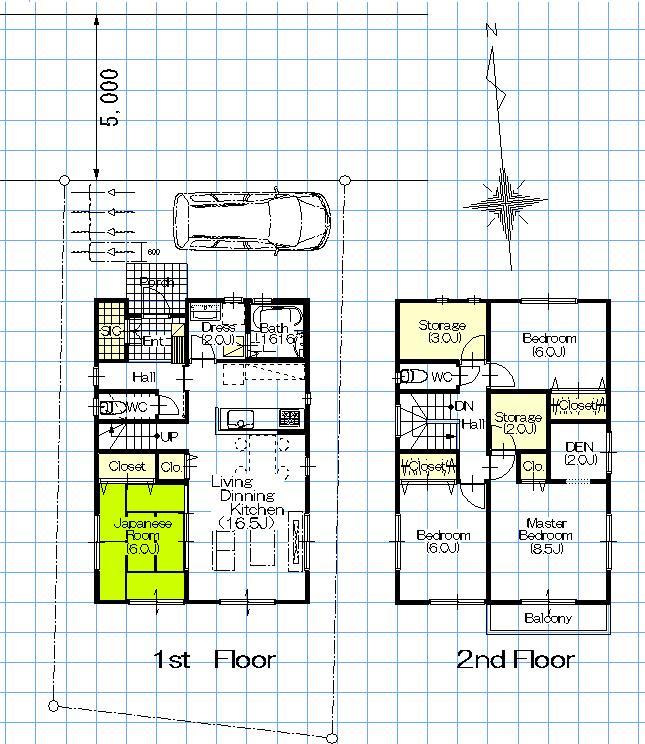 Building plan example (floor plan). Building plan example 14 million yen, Building area 100 sq m