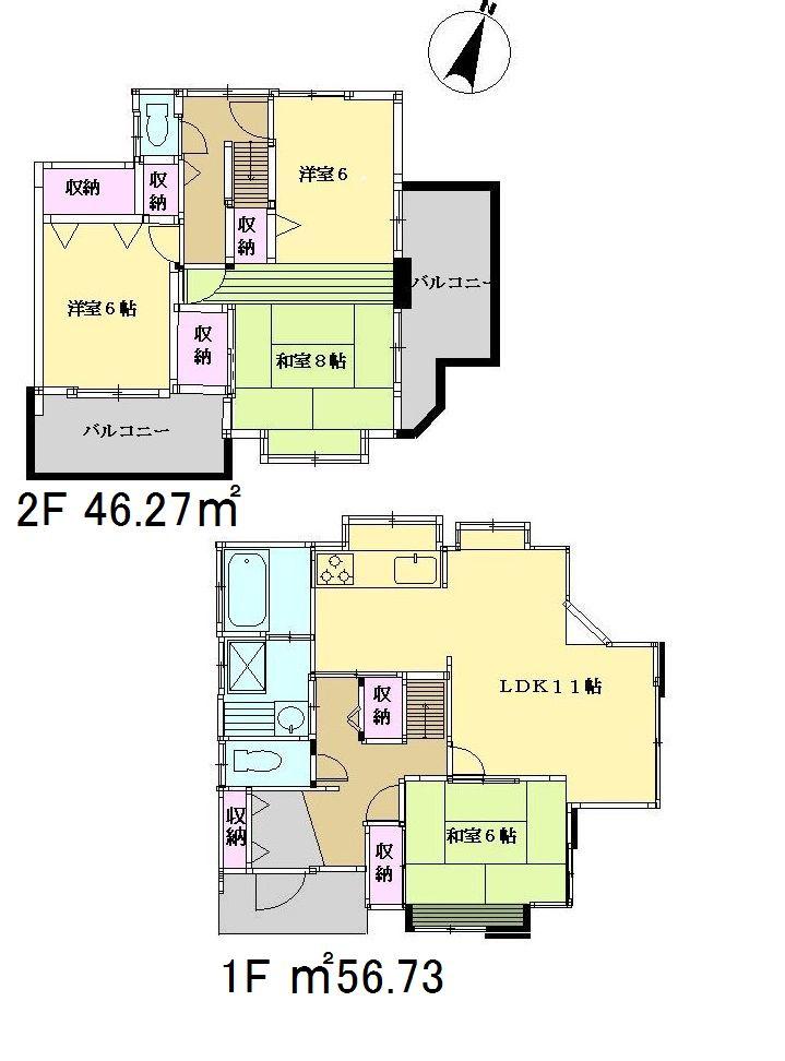 Floor plan. 24,800,000 yen, 4LDK, Land area 116.57 sq m , Building area 103.35 sq m 1 ・ 2F Floor Plan