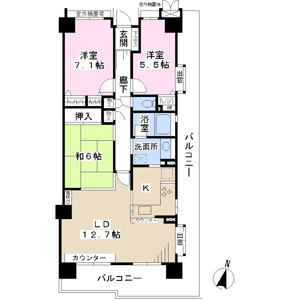 Floor plan. 3LDK, Price 13,900,000 yen, Occupied area 68.58 sq m