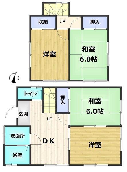 Floor plan. 24,300,000 yen, 4DK, Land area 134 sq m , Building area 68.72 sq m