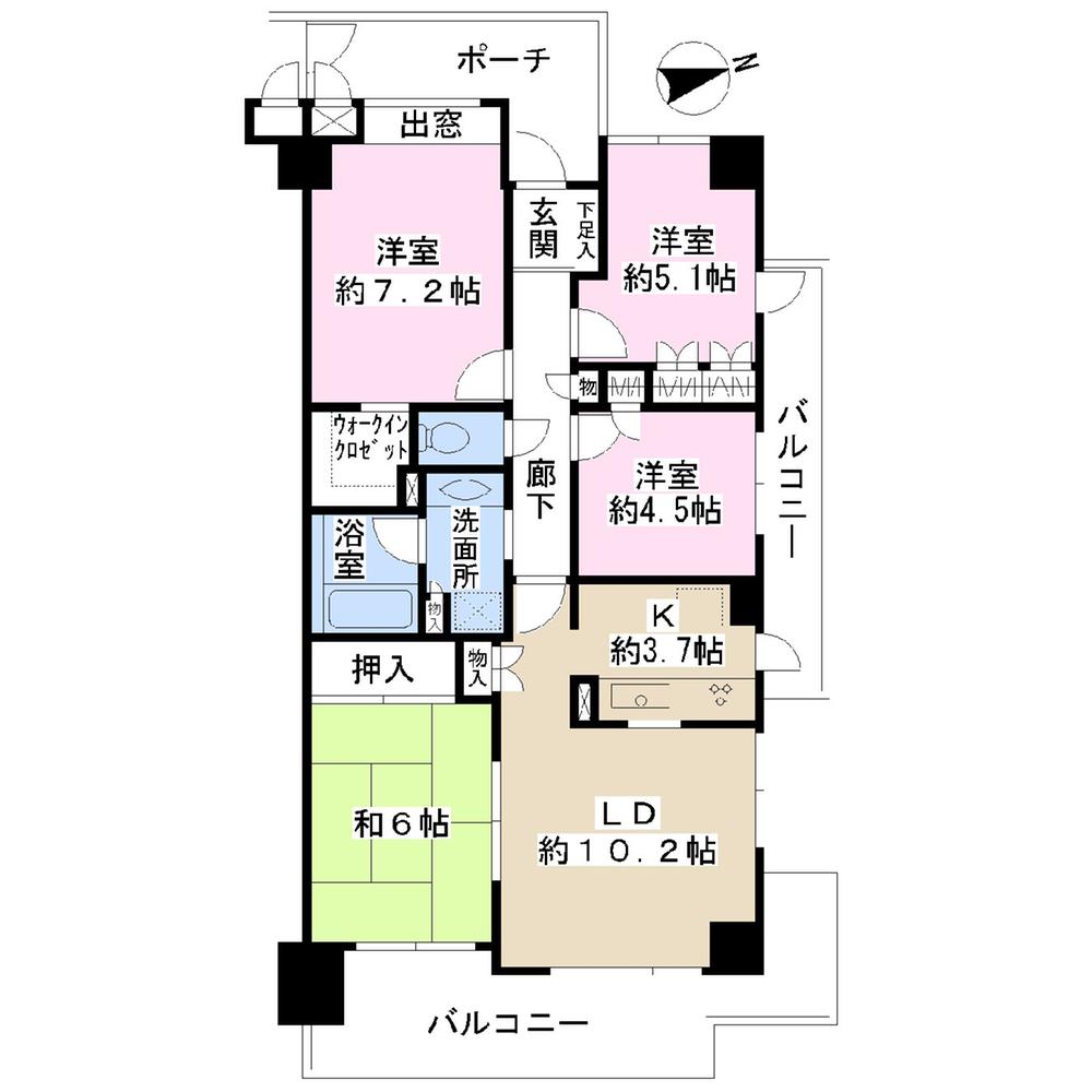 Floor plan. 4LDK, Price 22 million yen, Occupied area 82.22 sq m , Balcony area 20.62 sq m