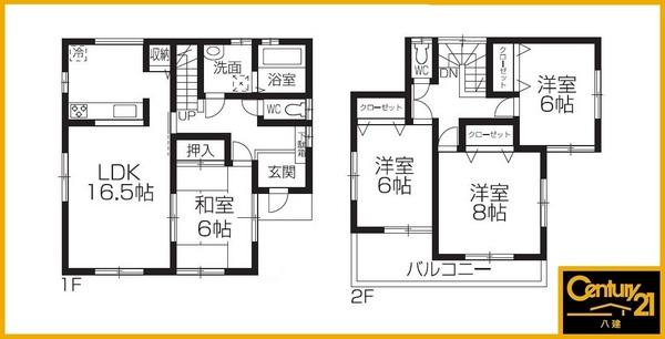 Floor plan. 21.9 million yen, 4LDK, Land area 132.65 sq m , Building area 105.58 sq m