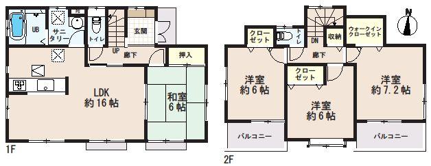 Floor plan. (1 Building), Price 29,800,000 yen, 4LDK, Land area 137.56 sq m , Building area 98.12 sq m