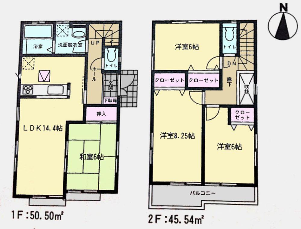 Floor plan. (Building 2), Price 25,800,000 yen, 4LDK, Land area 149.57 sq m , Building area 96.04 sq m