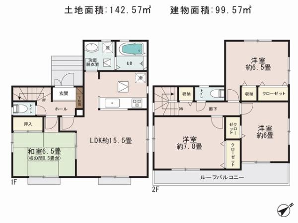 Floor plan. 29,800,000 yen, 4LDK, Land area 142.57 sq m , Building area 99.57 sq m