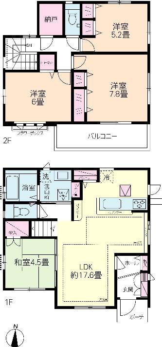 Floor plan. 29,800,000 yen, 4LDK + S (storeroom), Land area 135.01 sq m , Building area 98.94 sq m