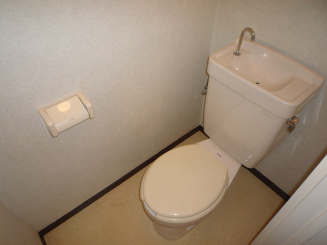 Toilet. There is a small shelf at the top, There are fixtures of stock