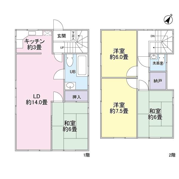 Floor plan. 37,900,000 yen, 4LDK + S (storeroom), Land area 129.46 sq m , Building area 94.18 sq m