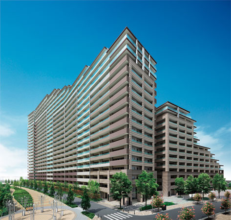 Shared facilities.  [Exterior - Rendering] Juto is, From 6-story low-rise buildings to high-rise building of 24 stories, A total of four buildings construction. Original design supervision of the Corporation Mitsubishi Estate design, While it represents each of individuality, 4 buildings have to expand the design visible on earth.