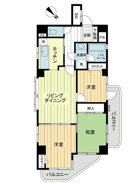 Floor plan. 3LDK, Price 13.8 million yen, Occupied area 73.12 sq m , Balcony area 11.06 sq m