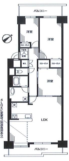 Floor plan. 3LDK, Price 29,800,000 yen, Occupied area 83.63 sq m , Balcony area 15.24 sq m floor plan