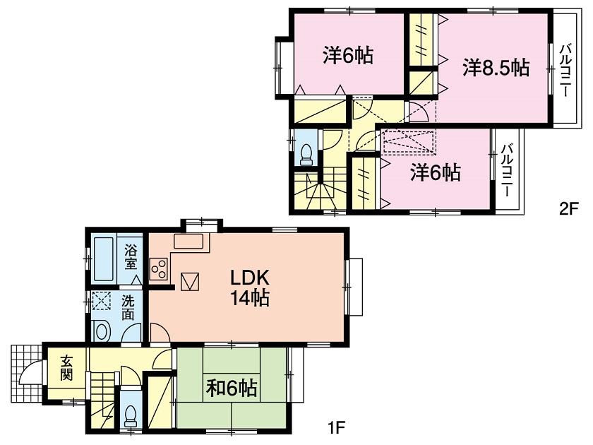 Floor plan. 26,800,000 yen, 4LDK, Land area 123 sq m , There is a building area of ​​96.88 sq m All rooms 6 quires more, It is very easy-to-use floor plan.
