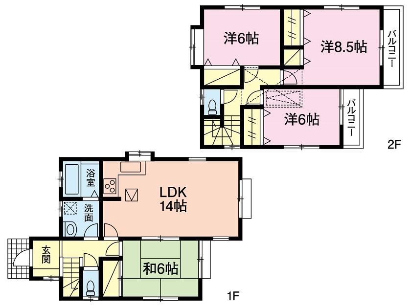 Floor plan. 26,800,000 yen, 4LDK, Land area 123 sq m , There is a building area of 96.88 sq m All rooms 6 quires more, It is very easy-to-use floor plan.