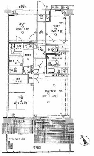 Floor plan. 3LDK, Price 11 million yen, 1 room to spread of a proprietary area 70.54 sq m private garden hobby.