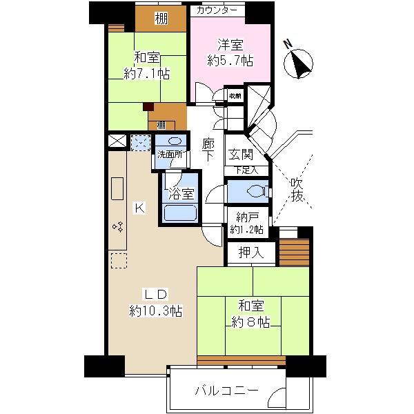 Floor plan. 3LDK + S (storeroom), Price 34,800,000 yen, Occupied area 82.15 sq m , Balcony area 7.31 sq m