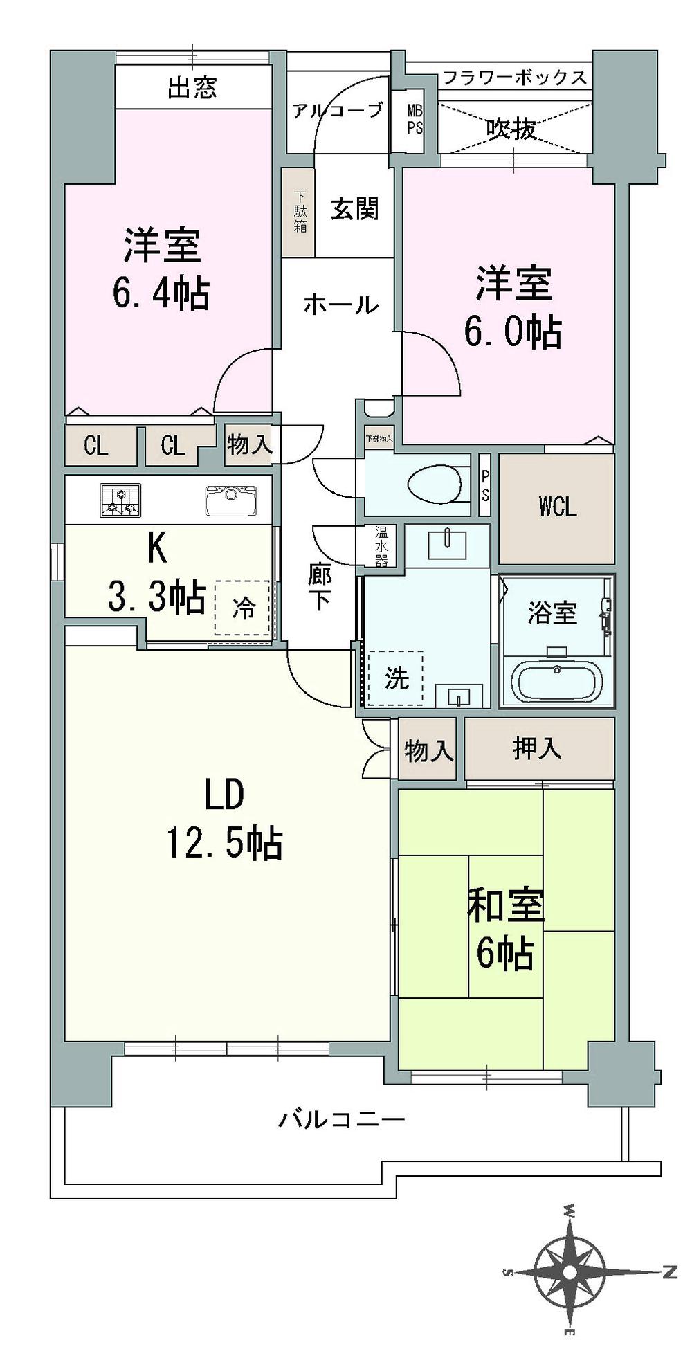 Floor plan. 3LDK, Price 11.5 million yen, Occupied area 79.84 sq m , Balcony area 10.28 sq m