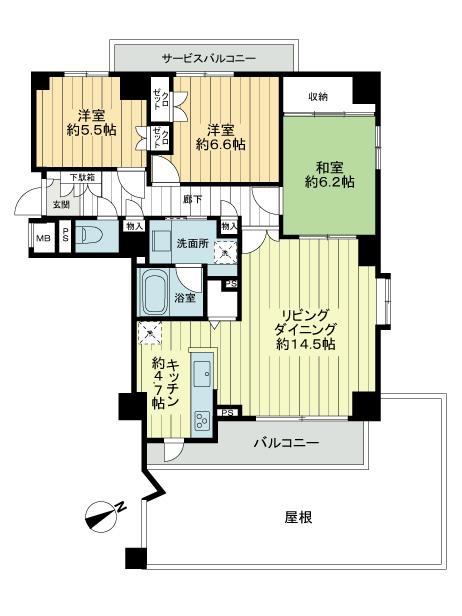 Floor plan. 3LDK, Price 28.8 million yen, Occupied area 84.92 sq m , Is 3LDK balcony area 12.95 sq m 84.92 sq m