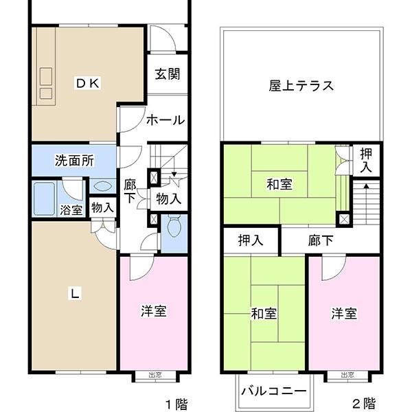 Floor plan. 4LDK, Price 23 million yen, Footprint 94.3 sq m , Balcony area 22.34 sq m