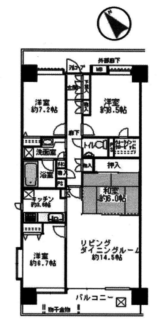 Floor plan. 4LDK, Price 24,900,000 yen, Footprint 102.75 sq m , Balcony area 13.5 sq m