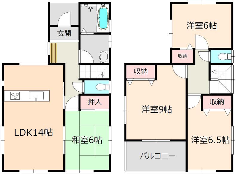 Floor plan. (1 Building), Price 36,800,000 yen, 4LDK, Land area 109.67 sq m , Building area 98.54 sq m