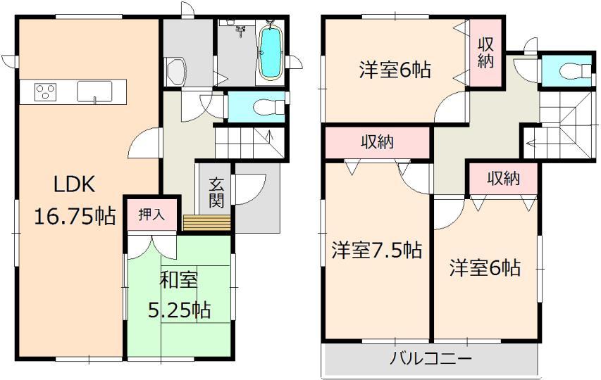 Floor plan. (1 Building), Price 32,800,000 yen, 4LDK, Land area 94.8 sq m , Building area 97.7 sq m
