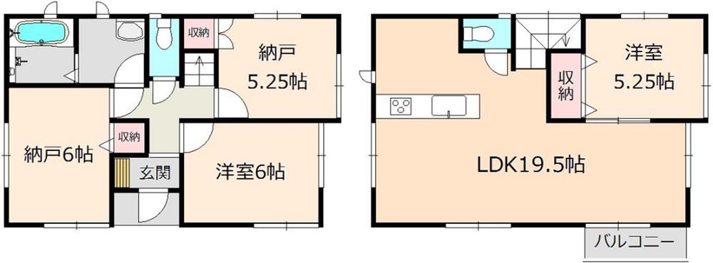 Floor plan. (Building 2), Price 30,800,000 yen, 2LDK+2S, Land area 103.56 sq m , Building area 90.25 sq m
