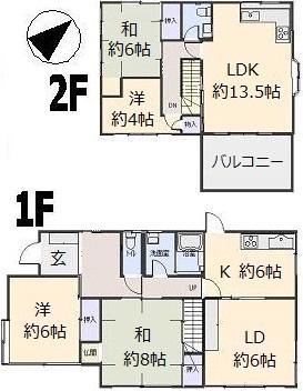 Floor plan. 32,800,000 yen, 4LLDDKK, Land area 244.62 sq m , Building area 99.14 sq m living room 1 ・ Also it corresponds to the two family houses located in the 2F.