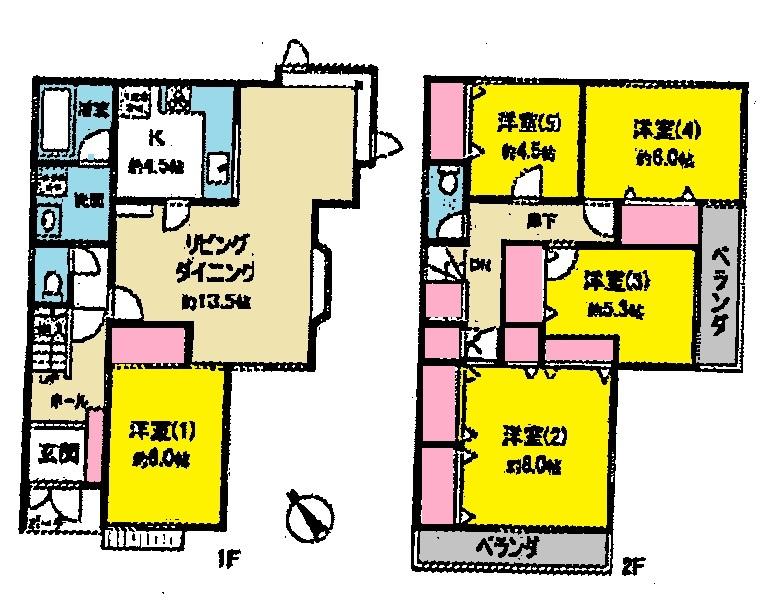 Floor plan. 38,500,000 yen, 5LDK, Land area 133.71 sq m , Building area 117.58 sq m floor plan