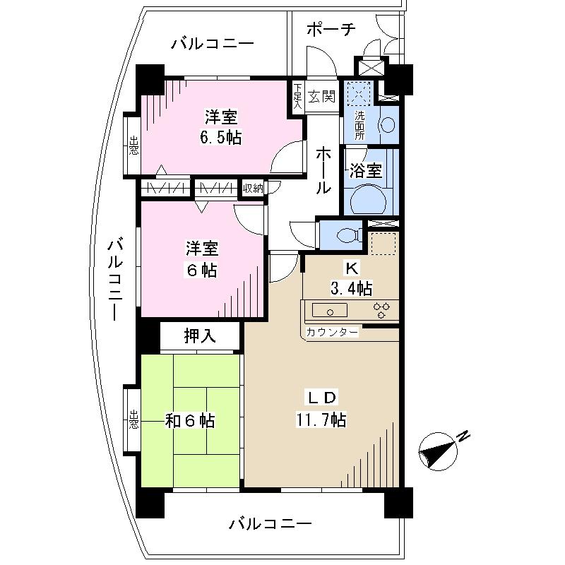 Floor plan. 3LDK, Price 17.8 million yen, Occupied area 71.69 sq m , Balcony area 29.22 sq m