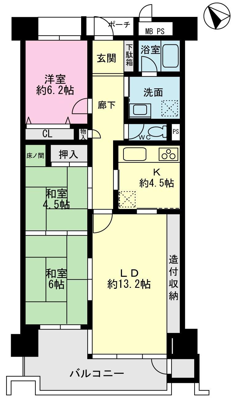 Floor plan. 3LDK, Price 25,800,000 yen, Occupied area 81.58 sq m , Balcony area 18.07 sq m