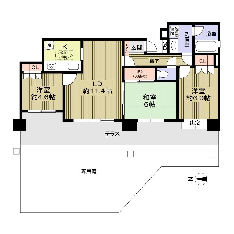 Floor plan. 3LDK, Price 31,800,000 yen, Occupied area 70.92 sq m , Balcony area 19.95 sq m
