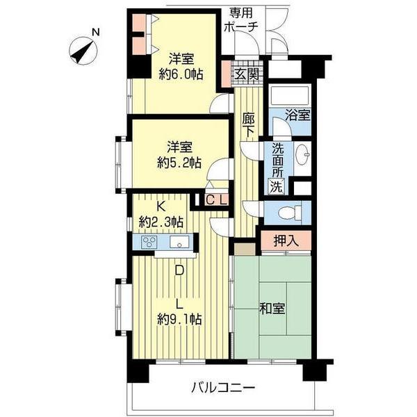 Floor plan. 3LDK, Price 13.8 million yen, Occupied area 66.72 sq m , Balcony area 10.37 sq m