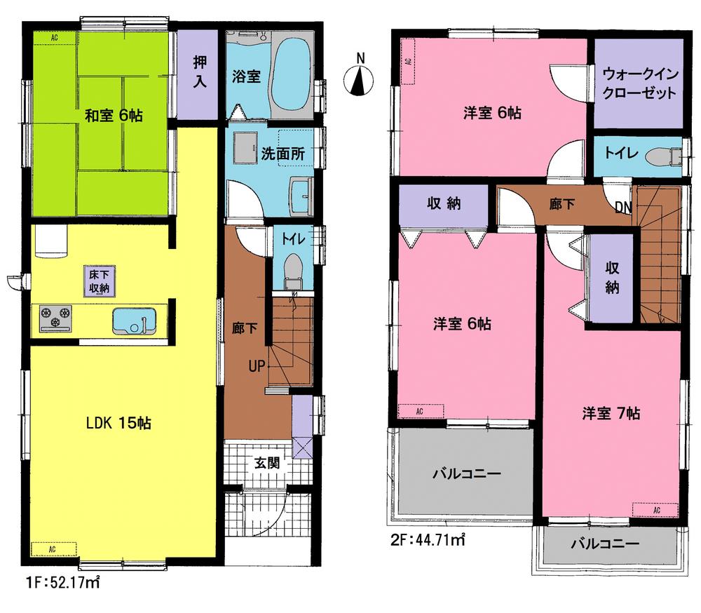 Floor plan. (1 Building), Price 27,800,000 yen, 4LDK+S, Land area 96.82 sq m , Building area 96.88 sq m